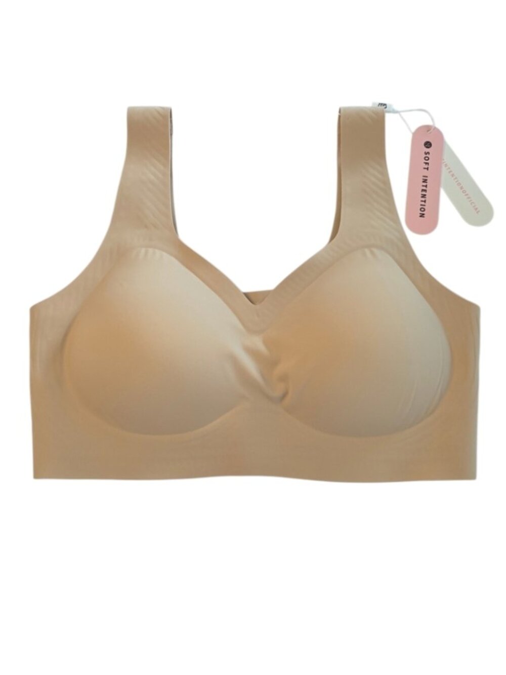 Soft Intention Jelly Bra Wireless Comfort Large Nude Neutral Smooth NWT